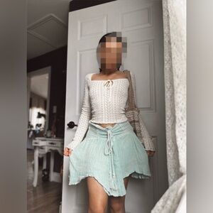 Vintage Asymmetrical Aqua Corset Skirt